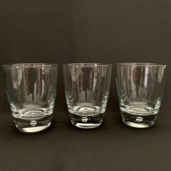 Bormioli Rocco Luna Clear Glass Double Old Fashion Bubble 4 1/4" High Lot of 3 - Picture 1 of 6